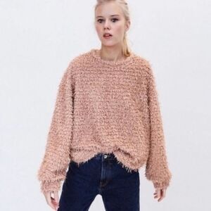 Zara blush pink oversized textured sweater small